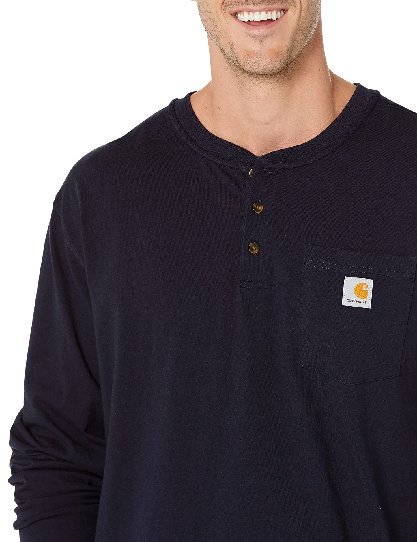 Carhartt Men's Loose Fit Heavyweight Long-Sleeve Pocket Henley T-Shirt