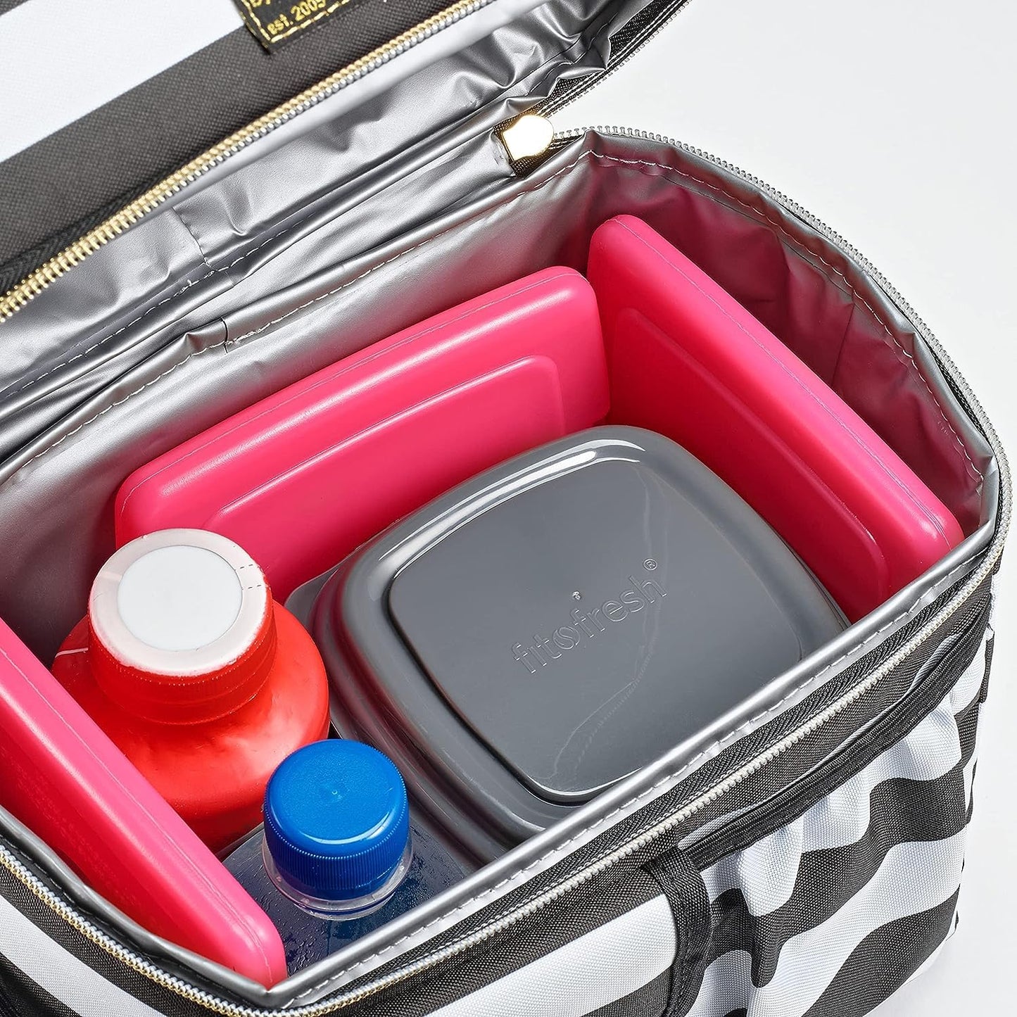 Cool Coolers by Fit & Fresh 4 Pack Slim Ice Packs, Quick Freeze Space Saving Reusable Ice Packs for Lunch Boxes or Coolers, Multi Colored
