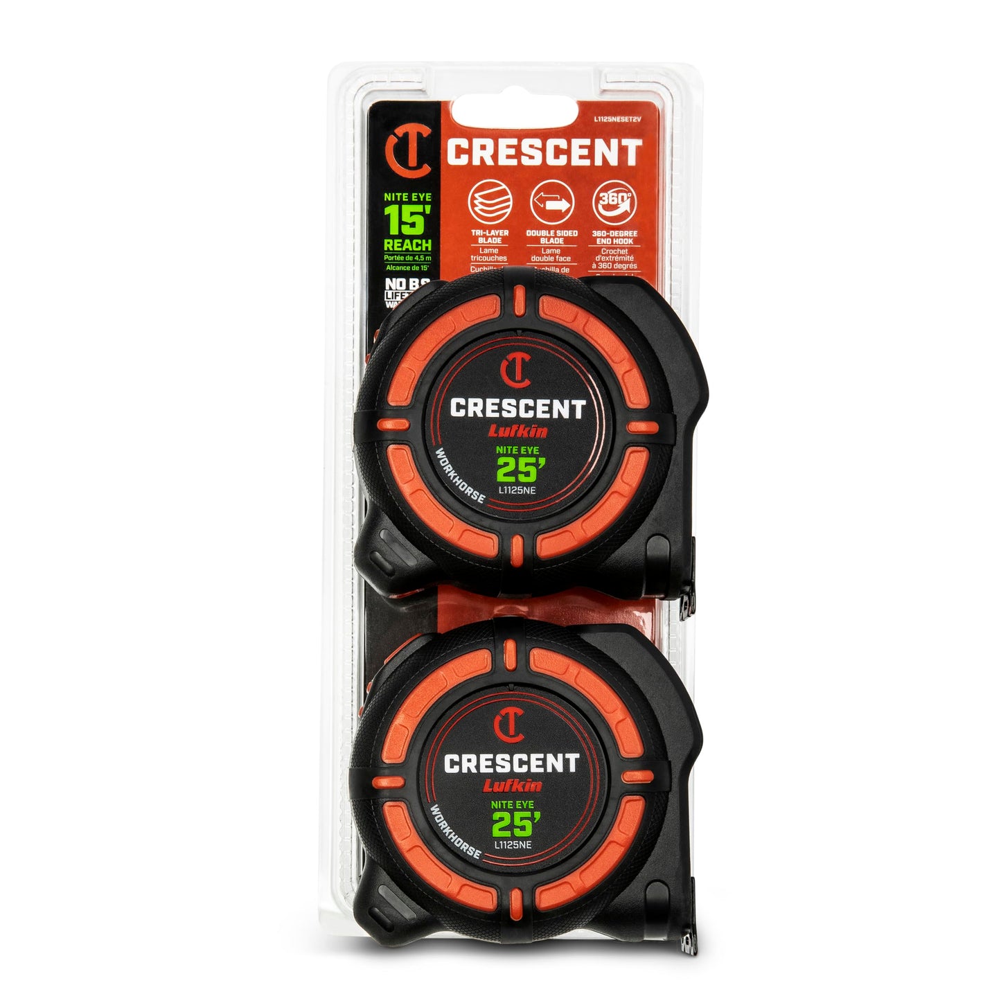 Crescent Lufkin 25 Ft. WORKHORSE NITE EYE Tape Measure | L1125NE