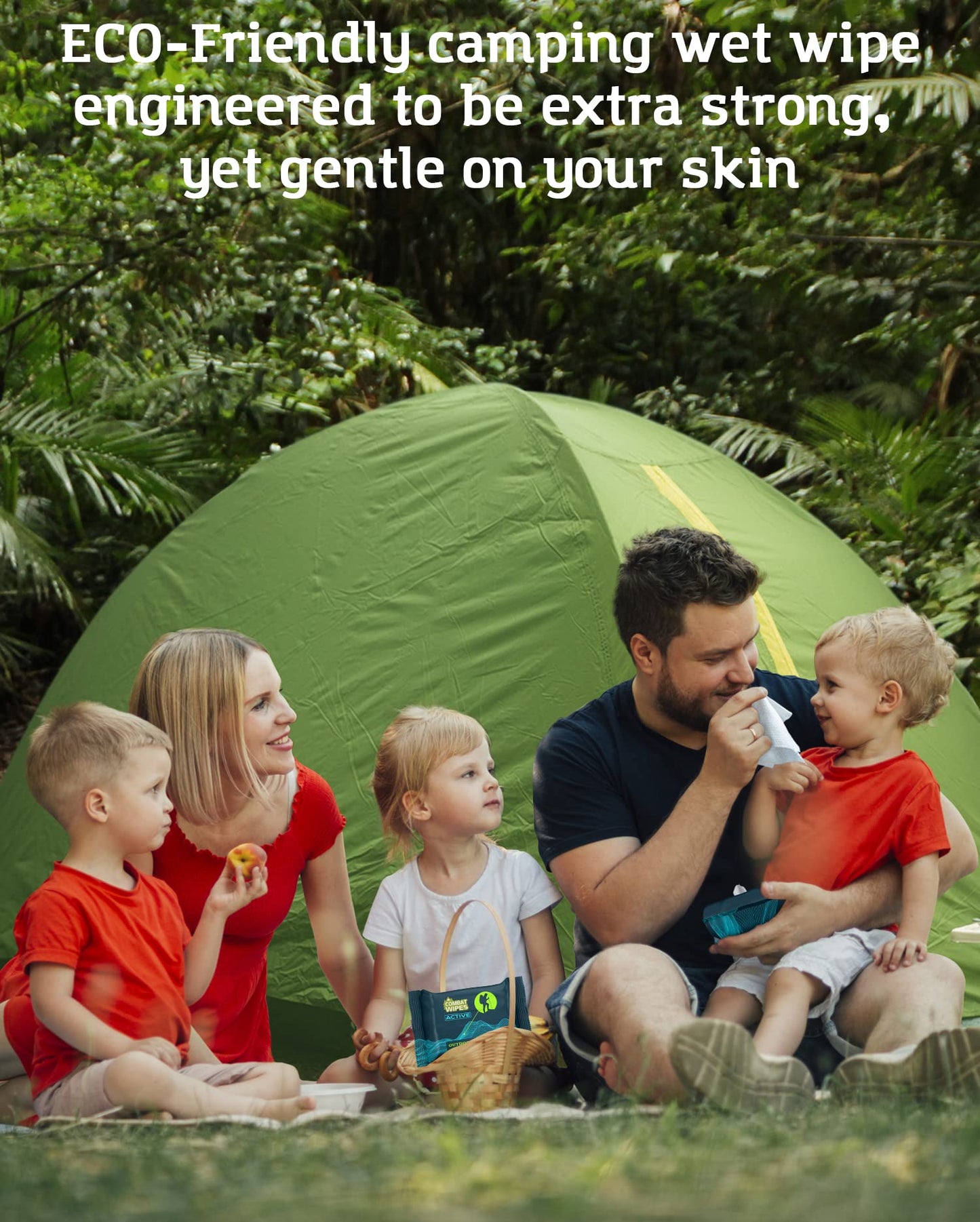 Combat Wipes ACTIVE Outdoor Wet Wipes - Extra Thick Camping Gear, Biodegradable, Body & Hand Cleansing/Refreshing Cloths for Backpacking & Gym w/Natural Aloe & Vitamin E (25 Wipes)