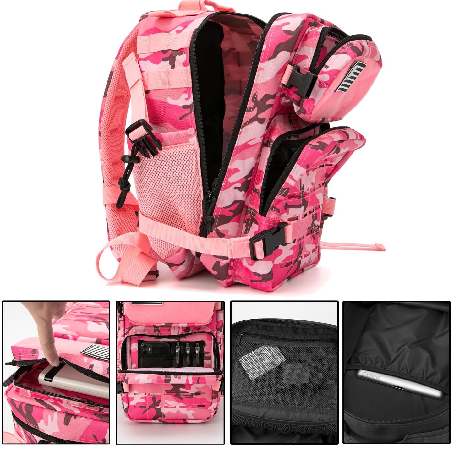 QT&QY 25L/35L/45L Military Tactical Backpack For Men Molle Daypack 3 Day Bug Out Bag Hiking Rucksack With Bottle Holder