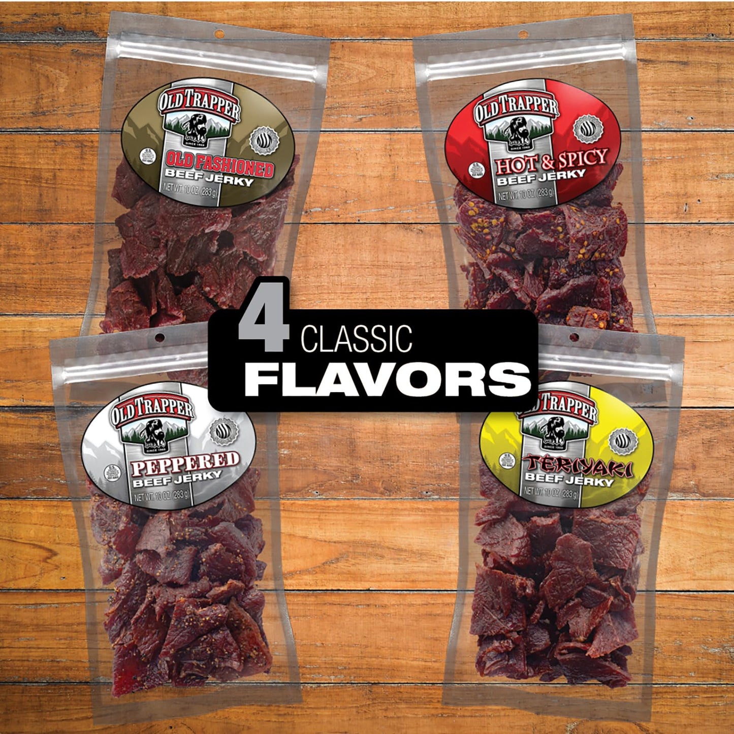 Old Trapper Beef Jerky, Old-Fashioned 10-Ounce Bag, Tender Meat Snacks for Lunches or Between Meals, 11 Grams of Protein, Zero Grams of Fat, and 70 Calories per Ounce (Pack of One)