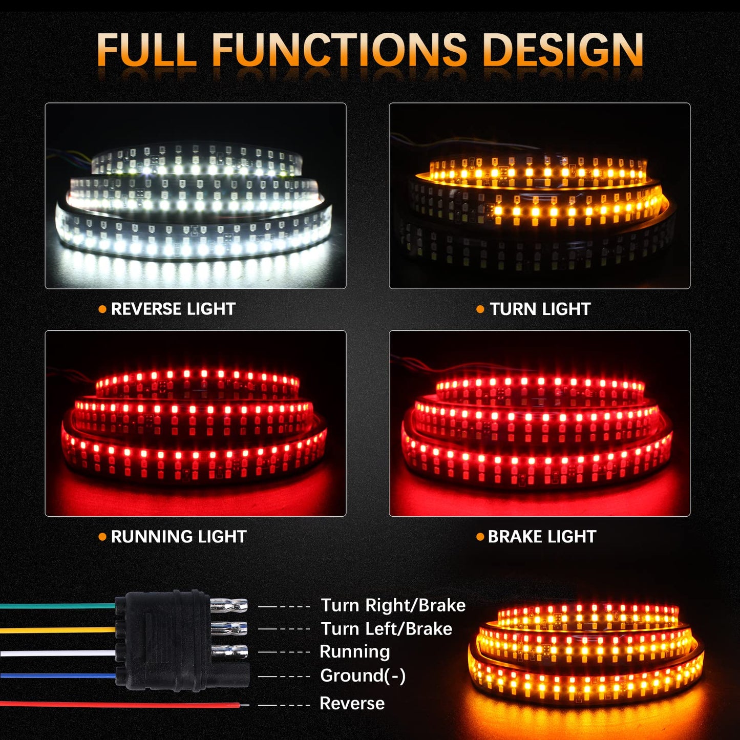 60 Inch LED Tailgate Light Bar with Reverse & Sequential Turn Signals for Truck