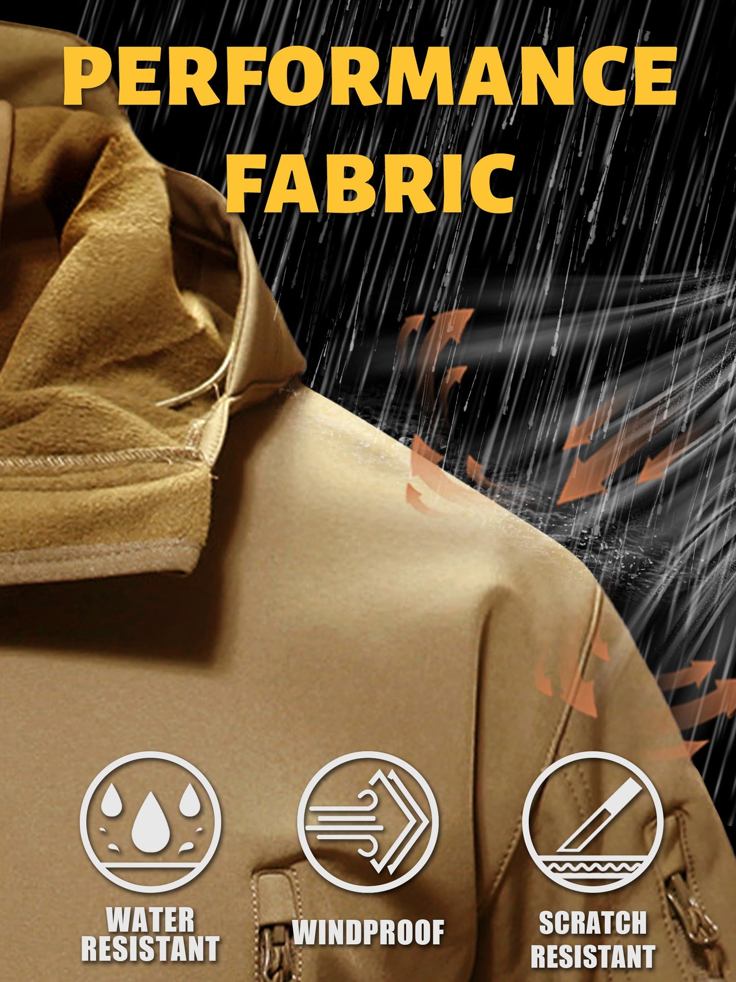 TACVASEN Men's Special Ops Military Tactical Rain Jackets Winter Warm Fleece Softshell Hooded Raincoat Snowboard