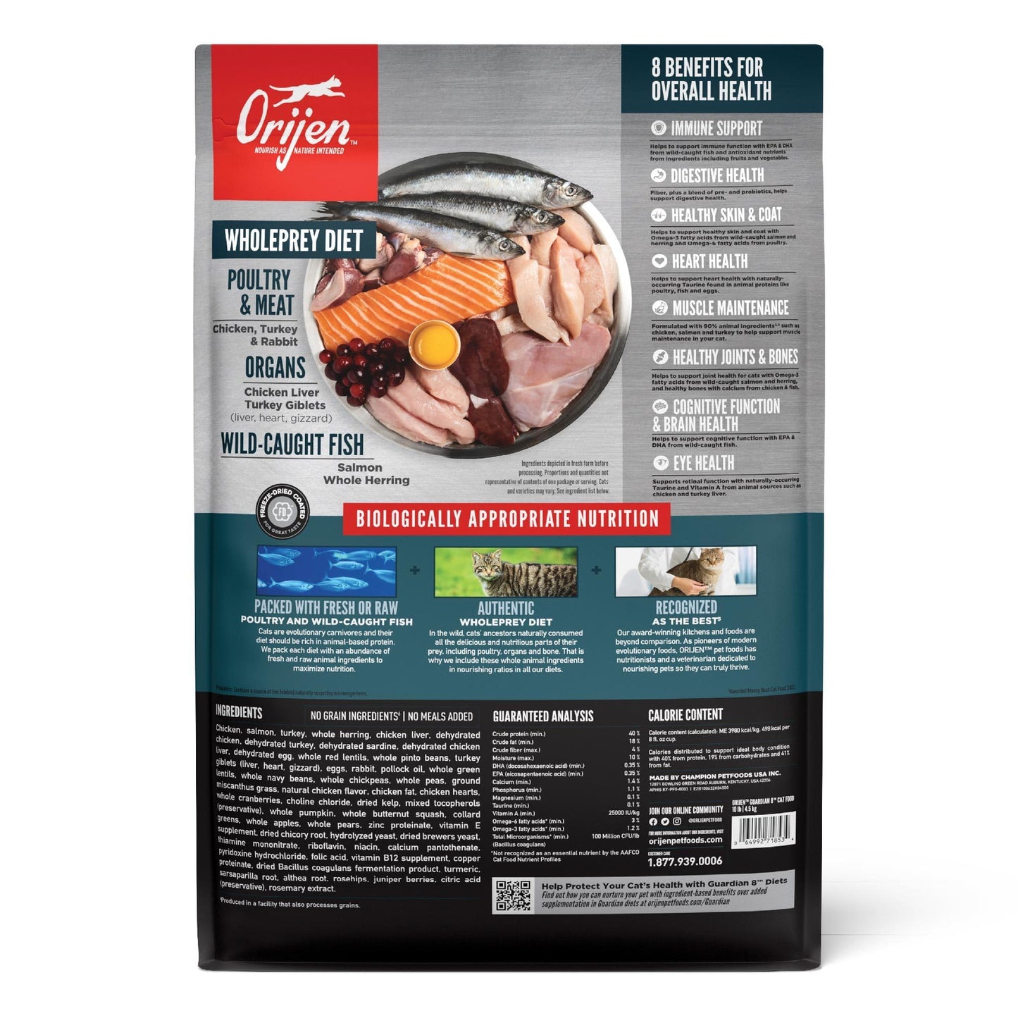 ORIJEN Grain Free High Protein Premium Dry Cat Food Original Recipe, 4lb Bag