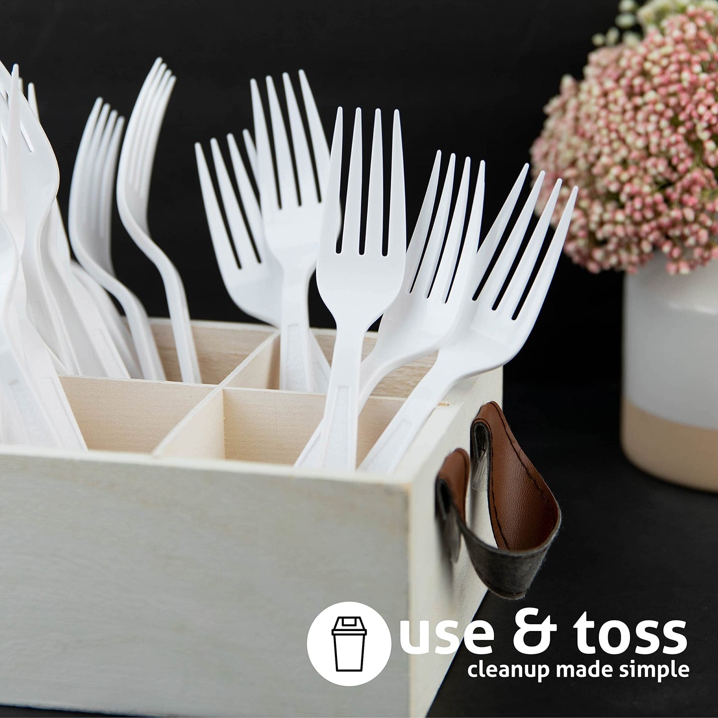 Crystalware, Heavy-Weight Plastic Fork, Durable and Disposable for Party supply or Home Use (100 Pack)