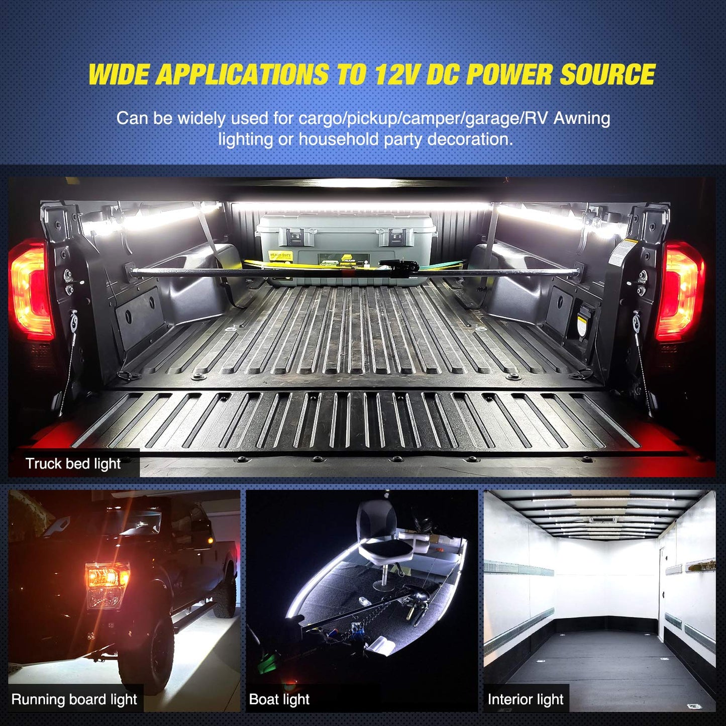Nilight 3PCS 60 Inch RGB Truck Bed Light Strip Kit 270 LED Neon Accent Lights with RF Remote On Off Switch Splitter Extension Cable for Cargo Pickup Truck Camper RV SUV Boat