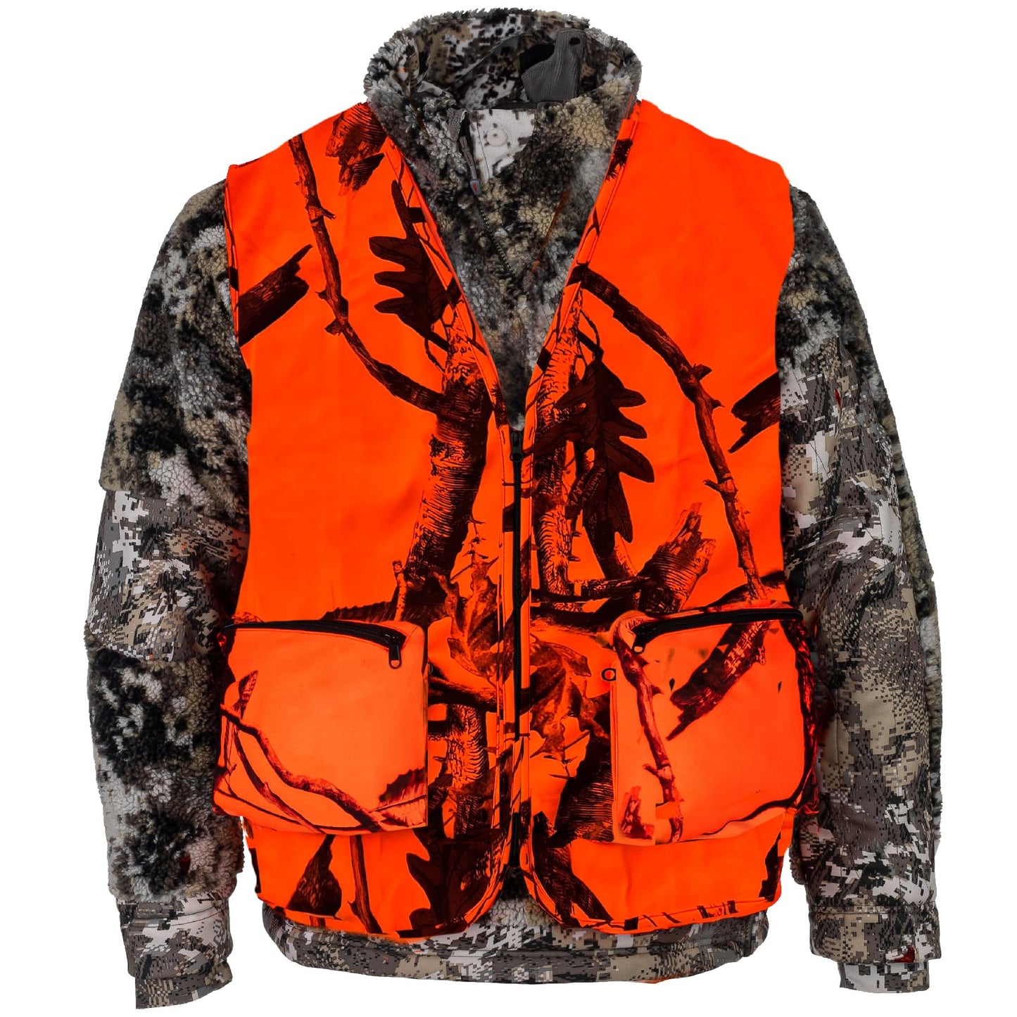 Klarny Blaze Orange Hunting Vest with Pockets, High-Visibility, Waterproof, Ultra-Quiet Deer and Bow Hunting Gear Accessories