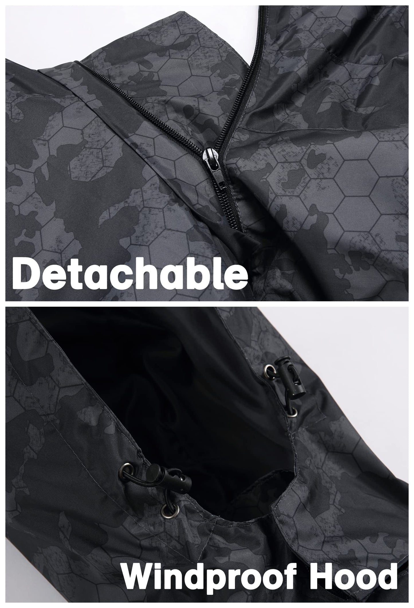GIISAM Mens Windproof Jacket Waterproof Lightweight Mountain Sport Jacket for Men Hooded Windbreaker Raincoat