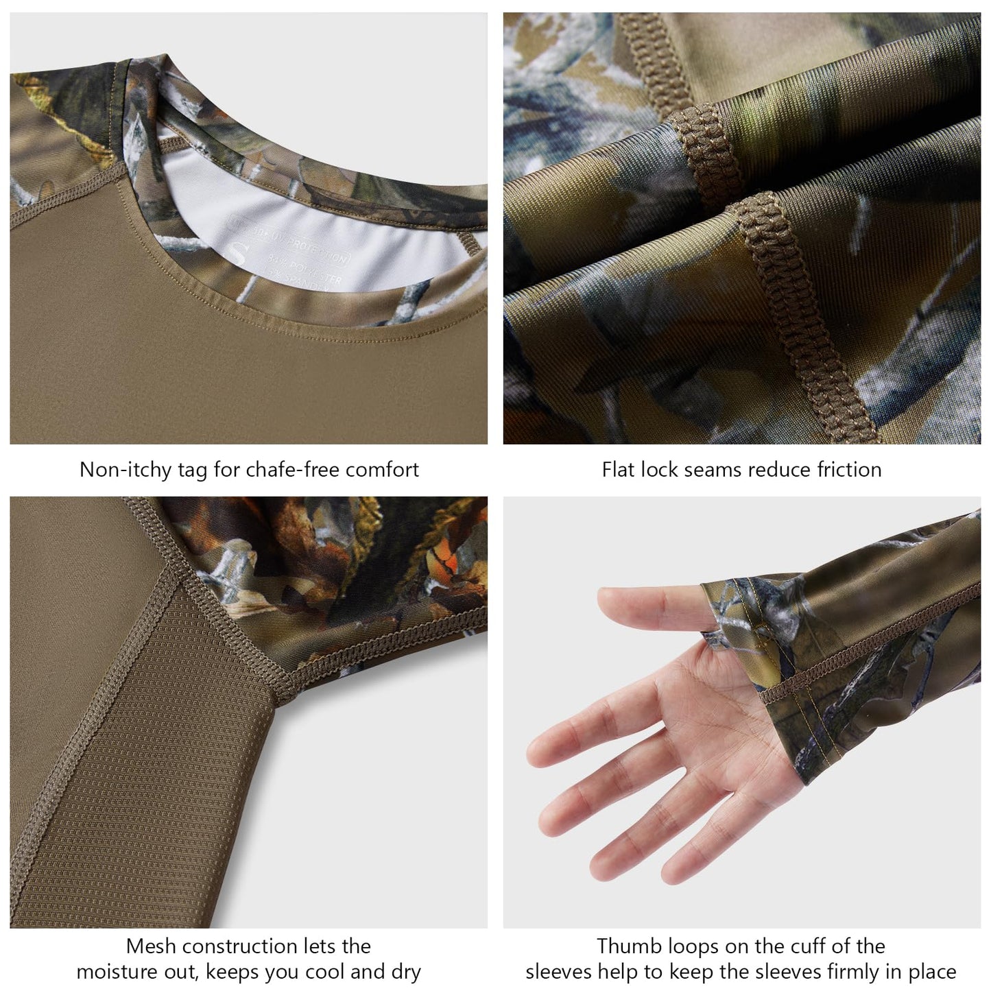BASSDASH Women’s Camo Hunting Shirt Long Sleeve UPF 50+ Sun Protection Performance Tee Fishing Hiking