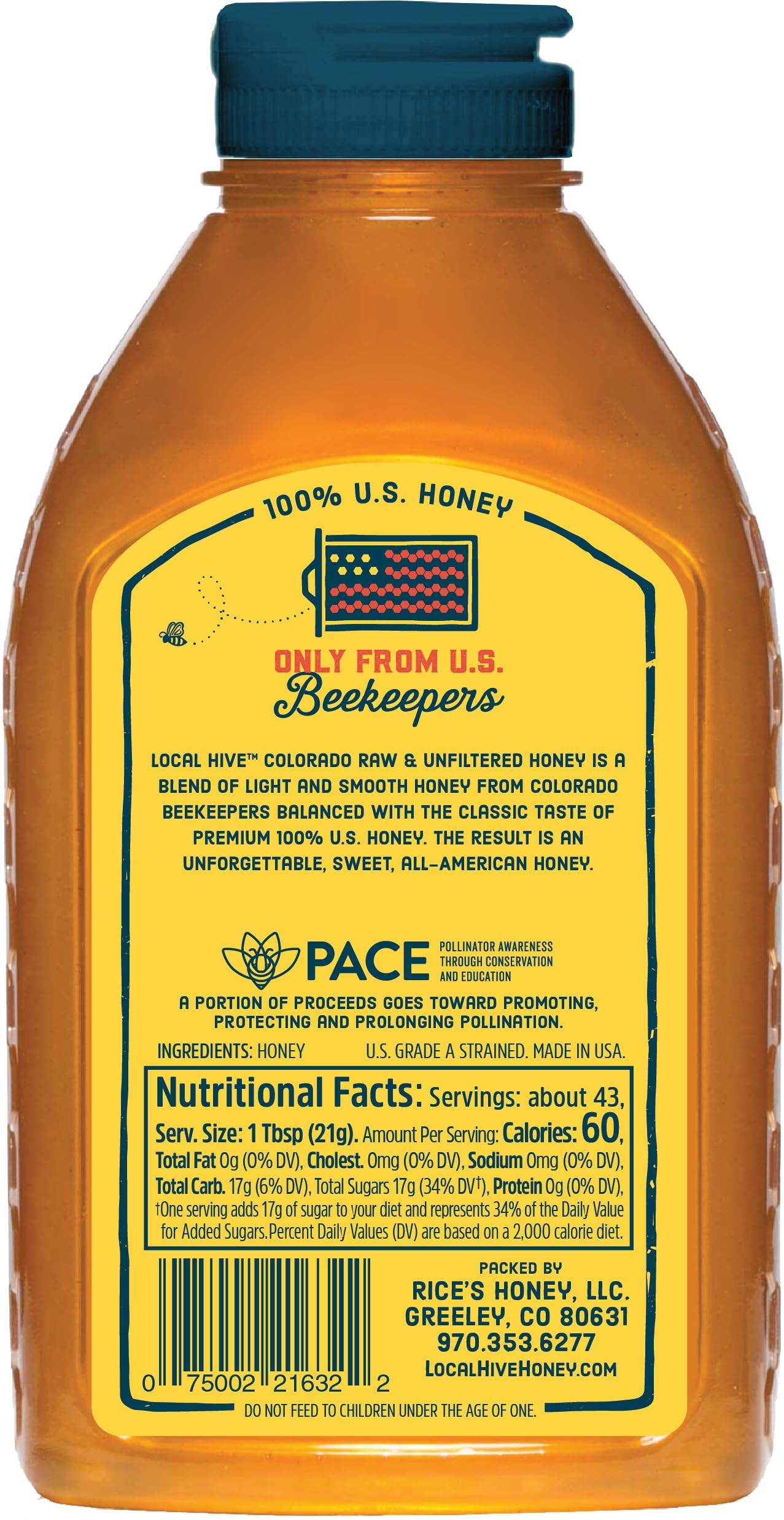 Local Hive Midwest Raw Unfiltered Honey – 16 oz, 100% Pure US Honey, Sourced from American Bees and Beekeepers - Natural Sweetener, Ideal for Tea, Baking, and Cooking