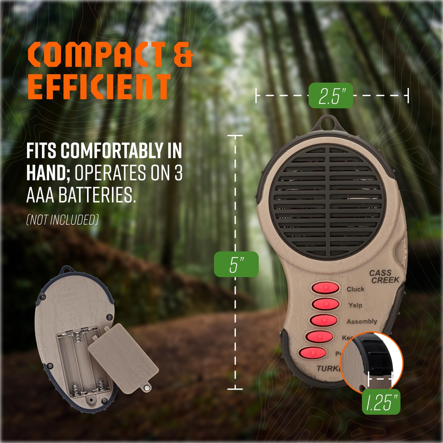 Cass Creek Ergo Call, Handheld Electronic Hunting Call, Compact Design, 5 Authentic Calls in 1, Expert Calls for Everyone