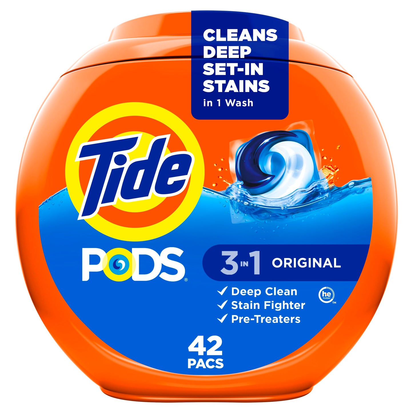Tide PODS Laundry Detergent Pacs, 3-in-1 Stain Remover, Odor Fighter, Color Protector, 112 Count, HE compatible, Original Scent
