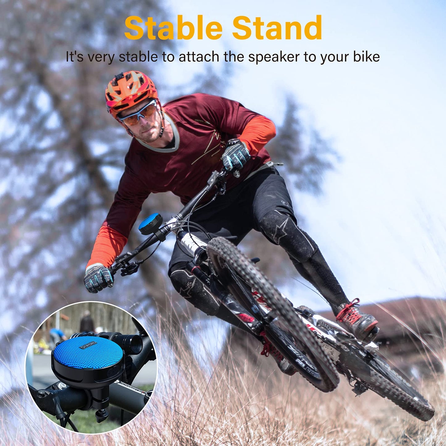 Onforu Portable Bluetooth Speaker for Bike, IP65 Waterproof Mini Outdoor Shower Travel Speakers, Bike Accessories Wireless Bicycle Speaker with Loud Sound for Riding, Ideal Gift