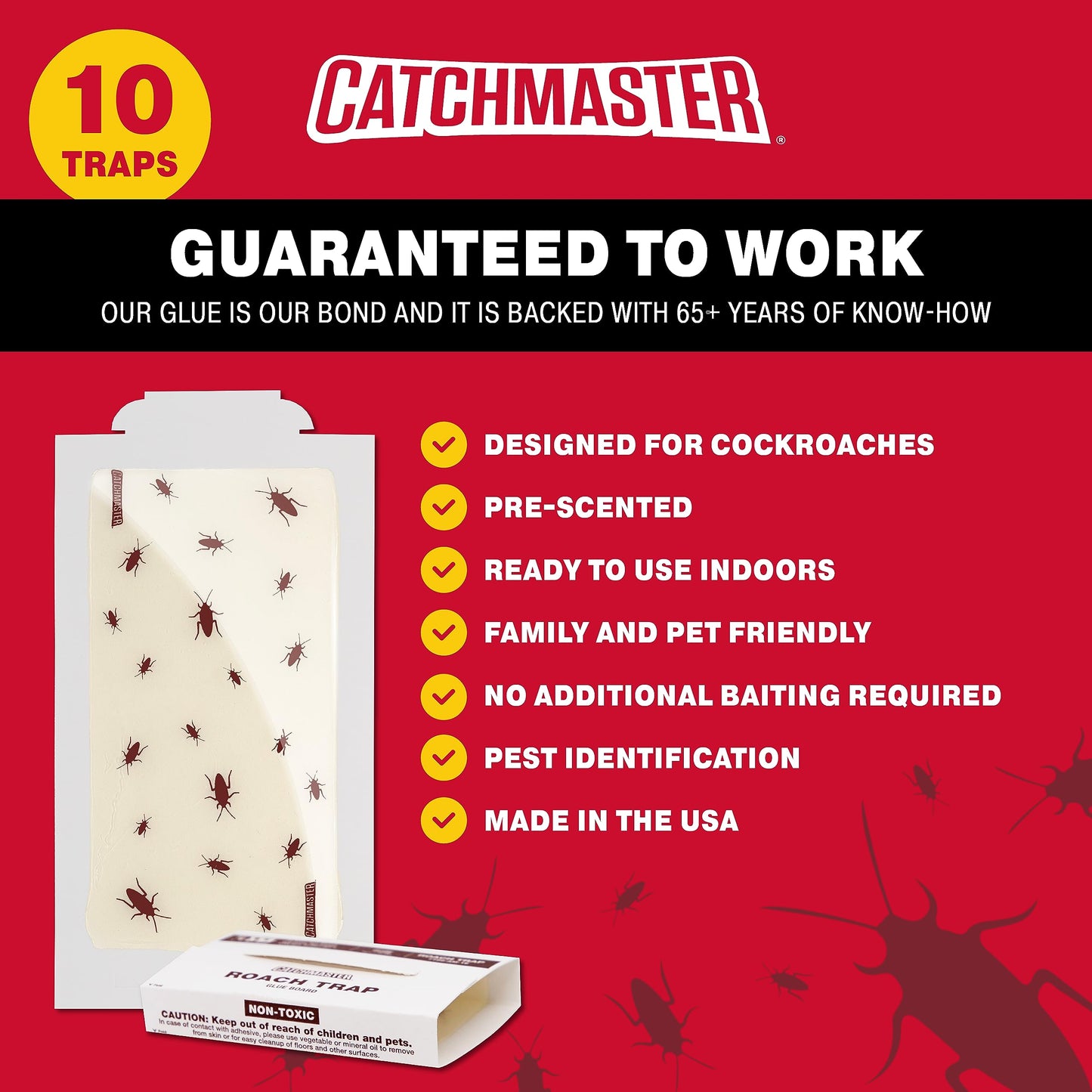 Catchmaster Centipede XL Giant Glue Boards 6-PK, Adhesive Bug Catcher, Cricket, Roach, Scorpion & Spider Traps for Home, Centipede Killer, Insect Glue Traps for House & Garage, Pet Safe Pest Control