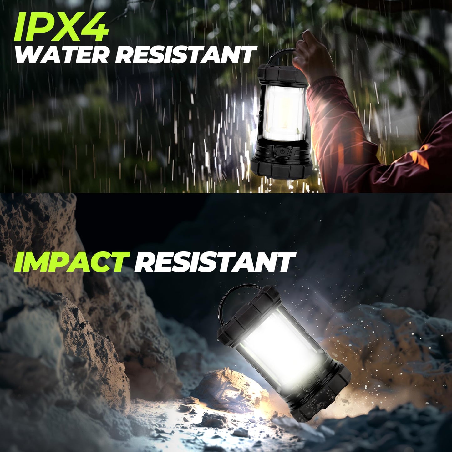 Rechargeable Camping Lantern, 3000LM 5 Light Modes Camping Light 4400 Capacity Phone Charger LED Impact-Resistant Flashlight Lantern Portable Waterproof Hurricane Lanterns for Emergency(Pale Green)