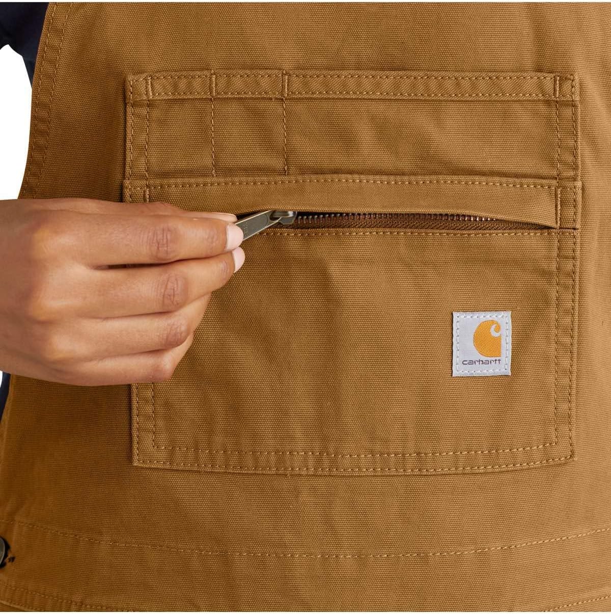 Carhartt Women's Rugged Flex Relaxed Fit Canvas-Shortall-Brown, Large US