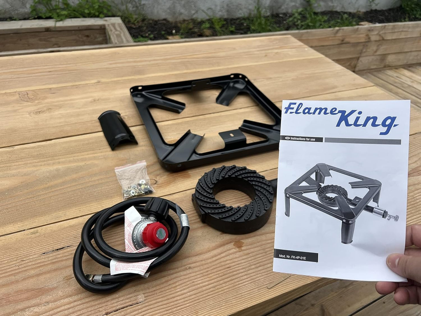 Flame King Heavy Duty 120,000 BTU, 0-20 PSI, Turkey Fryer Single Propane Burner Bayou Cooker, Outdoor Stove for Home Brewing, Maple Syrup Prep, Cajun Cooking