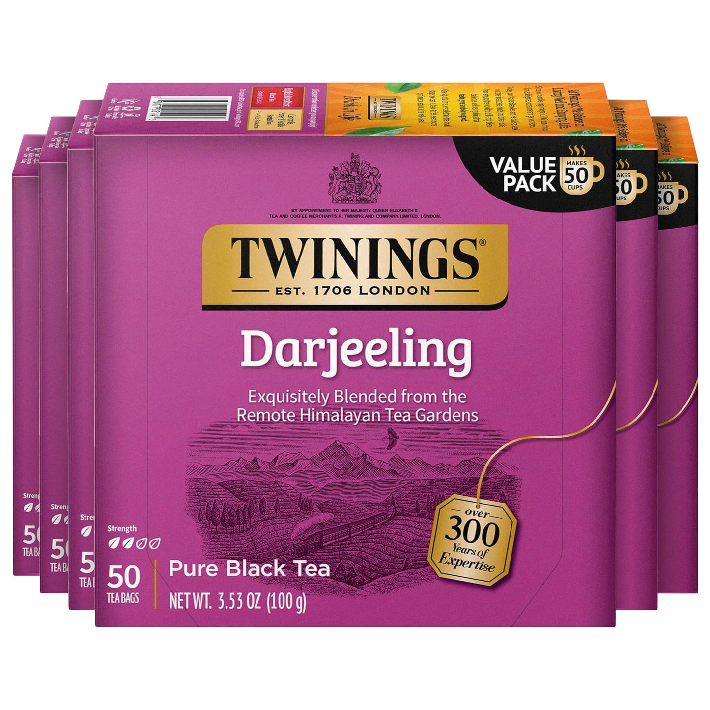 Twinings English Breakfast Black Tea Individually Wrapped Bags, 100 Count (Pack of 1), Smooth, Flavourful, and Robust, Caffeinated, Enjoy Hot or Iced, 100 Teabags