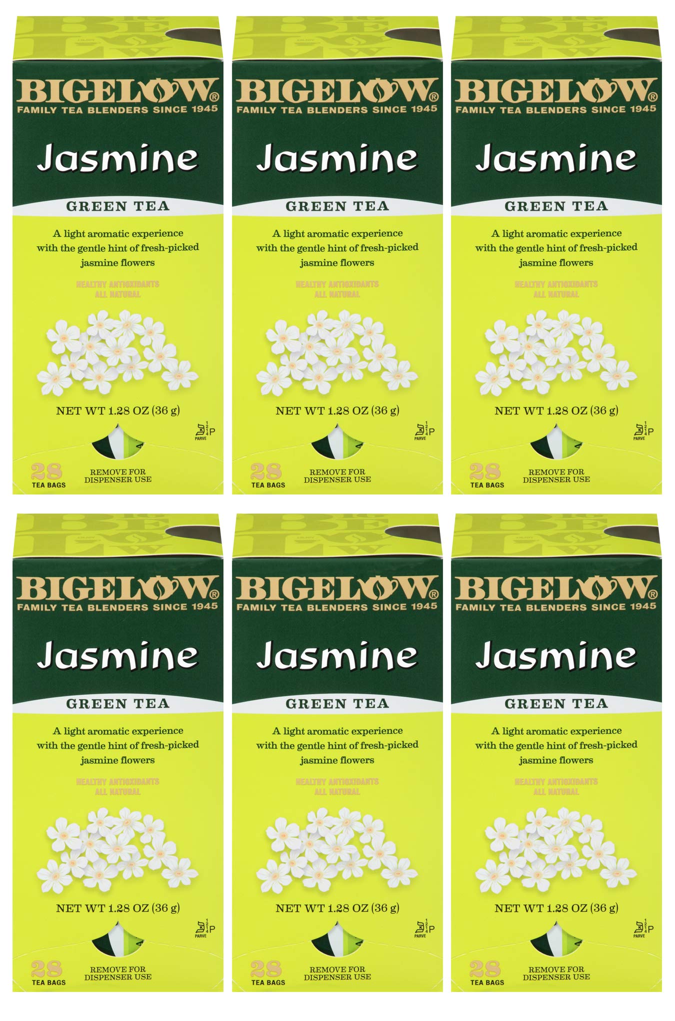 Bigelow Tea Green Tea Variety Pack, Classic Green Tea, Lemon, Pomegranate, Mint, Peach and Constant Comment Flavors, 20 Count Box (Pack of 6), 120 Total Tea Bags