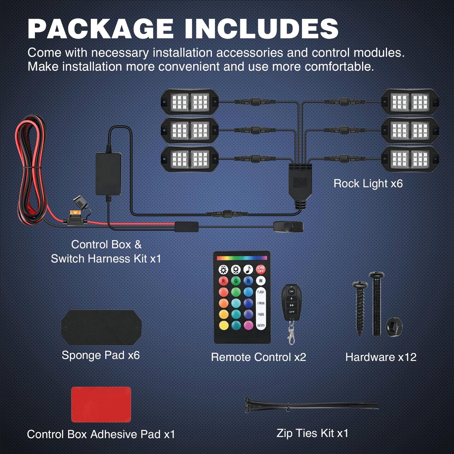 Nilight RGB LED Rock Lights Kit, 4 pods Underglow Multicolor Neon Light Pod with Bluetooth App Control Flashing Music Mode Wheel Well Light for Truck ATV UTV RZR SUV