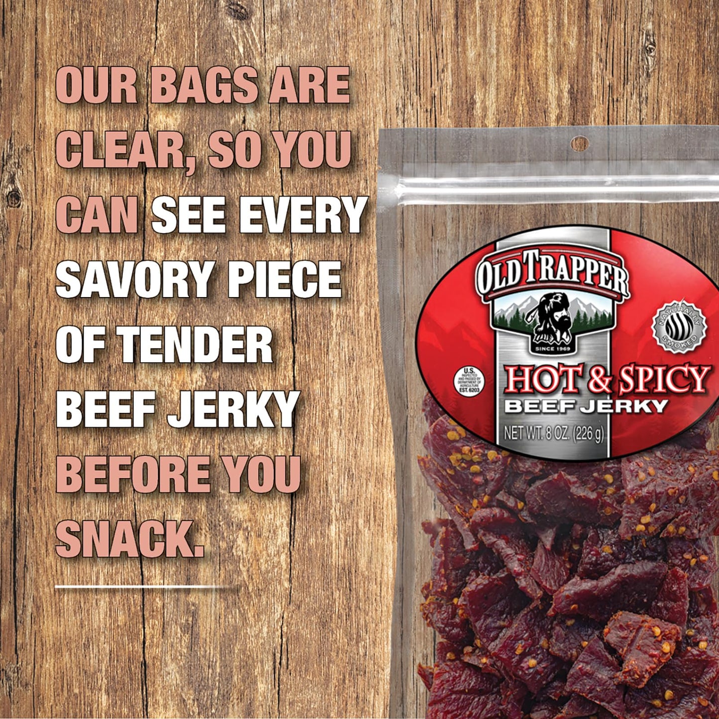 Old Trapper Beef Jerky, Old-Fashioned 10-Ounce Bag, Tender Meat Snacks for Lunches or Between Meals, 11 Grams of Protein, Zero Grams of Fat, and 70 Calories per Ounce (Pack of One)