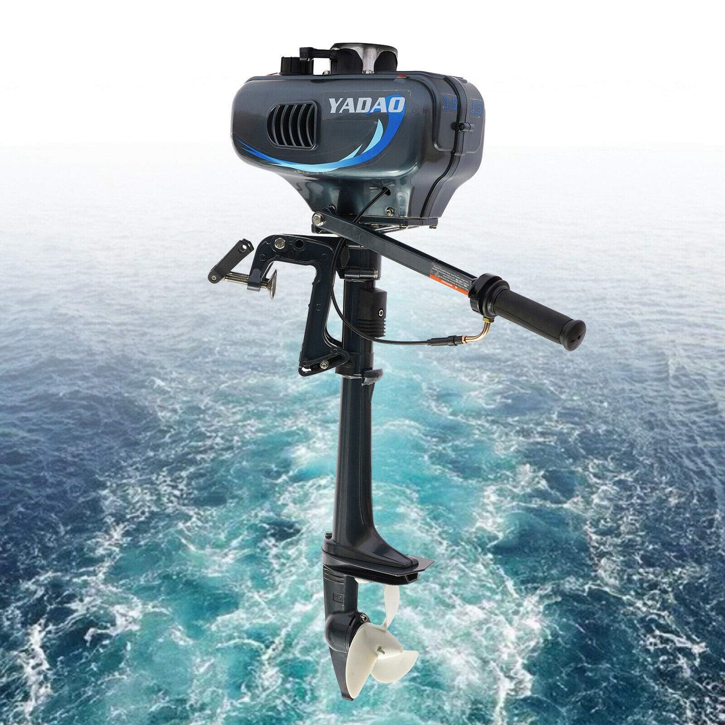 Outboard Motor Boat Engine, 2 Stroke Heavy Duty Fishing Boat Engine 3.5HP Gas Trolling Motor with Water Cooling CDI System for Rubber Boats, Inflatable Boats, Sailboats
