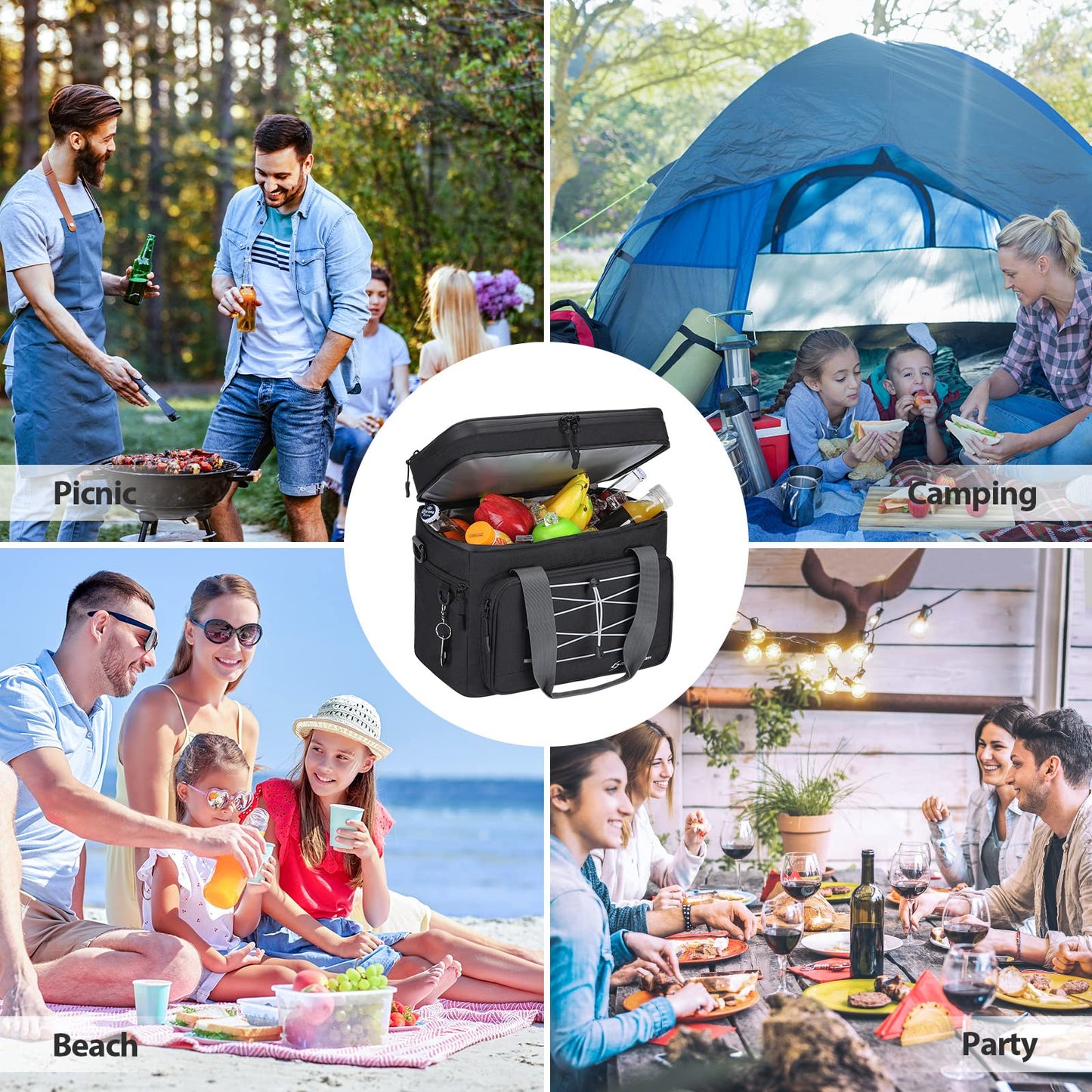 Maelstrom Soft Cooler Bag,Collapsible Soft Sided Cooler,24/30/60/75 Cans Beach Cooler,Ice Chest,Large Leakproof Camping Cooler,Portable Travel Cooler for Grocery Shopping,Camping,Road Trips