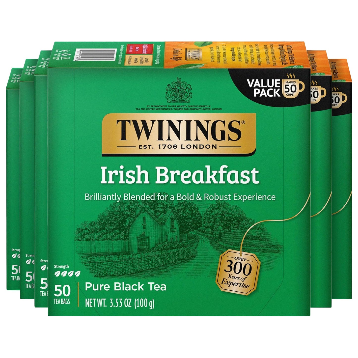 Twinings English Breakfast Black Tea Individually Wrapped Bags, 100 Count (Pack of 1), Smooth, Flavourful, and Robust, Caffeinated, Enjoy Hot or Iced, 100 Teabags