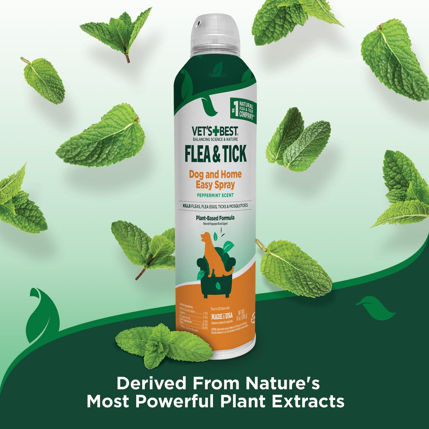 Vet's Best Flea and Tick Home Spray - Dog Flea and Tick Treatment for Home - Plant-Based Formula - Certified Natural Oils,Green - 32 oz