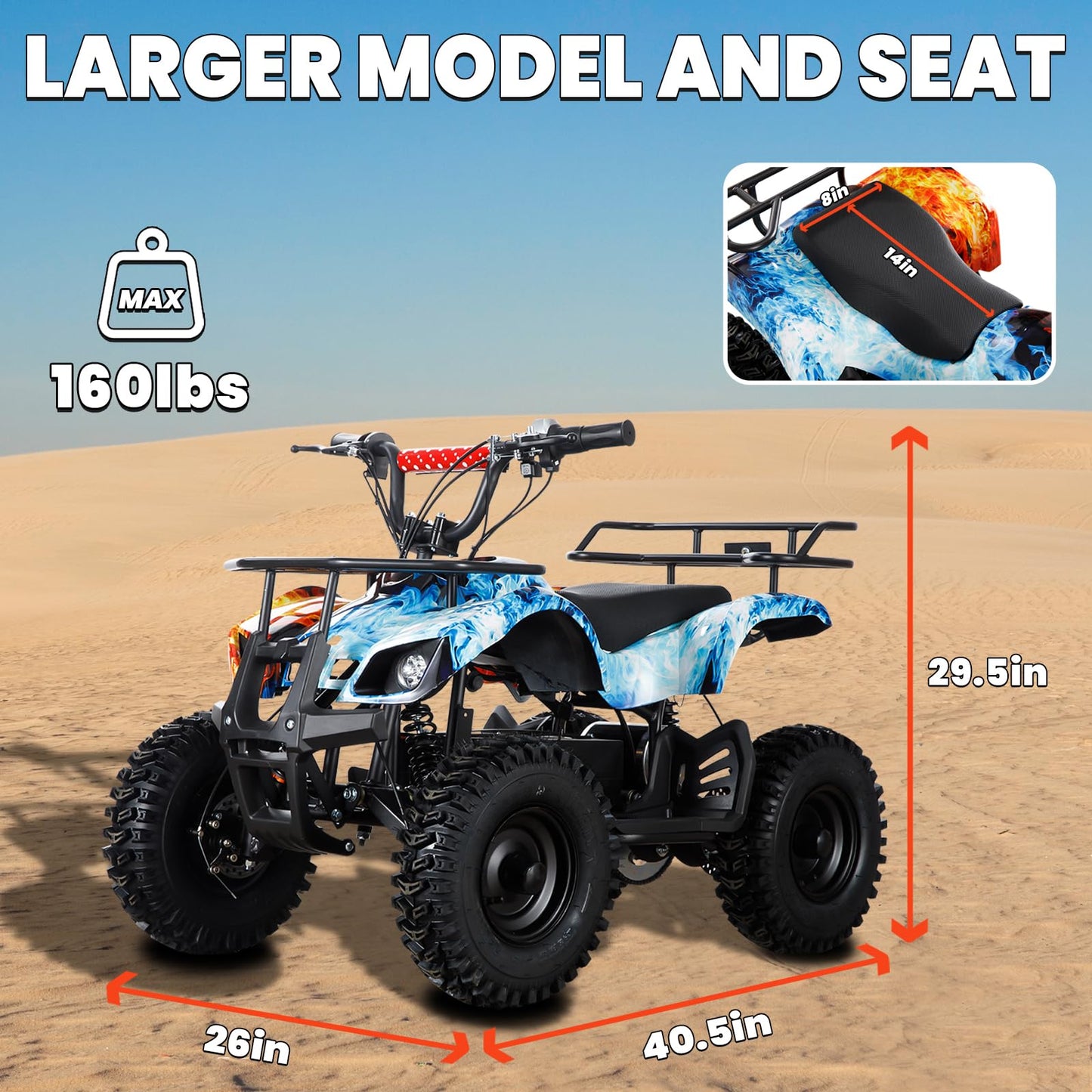 36V Electric ATV Dirt Quad Electric Four-Wheeled ATV with 500W Brushless Powerful Motor Off-Road Vehicle Electric Kids ATV Ride on ATV for Big Boys Girls Ages 5+, Black