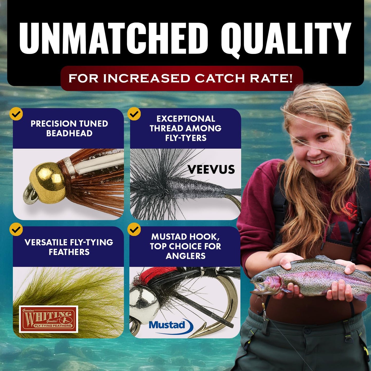 RoxStar Fly Fishing Shop | Proudly Hand Tied in The USA | Western Trout Fly Assortment | Top 24 Producing Trout Flies for The West | Gift Box Included | (24 Pack)
