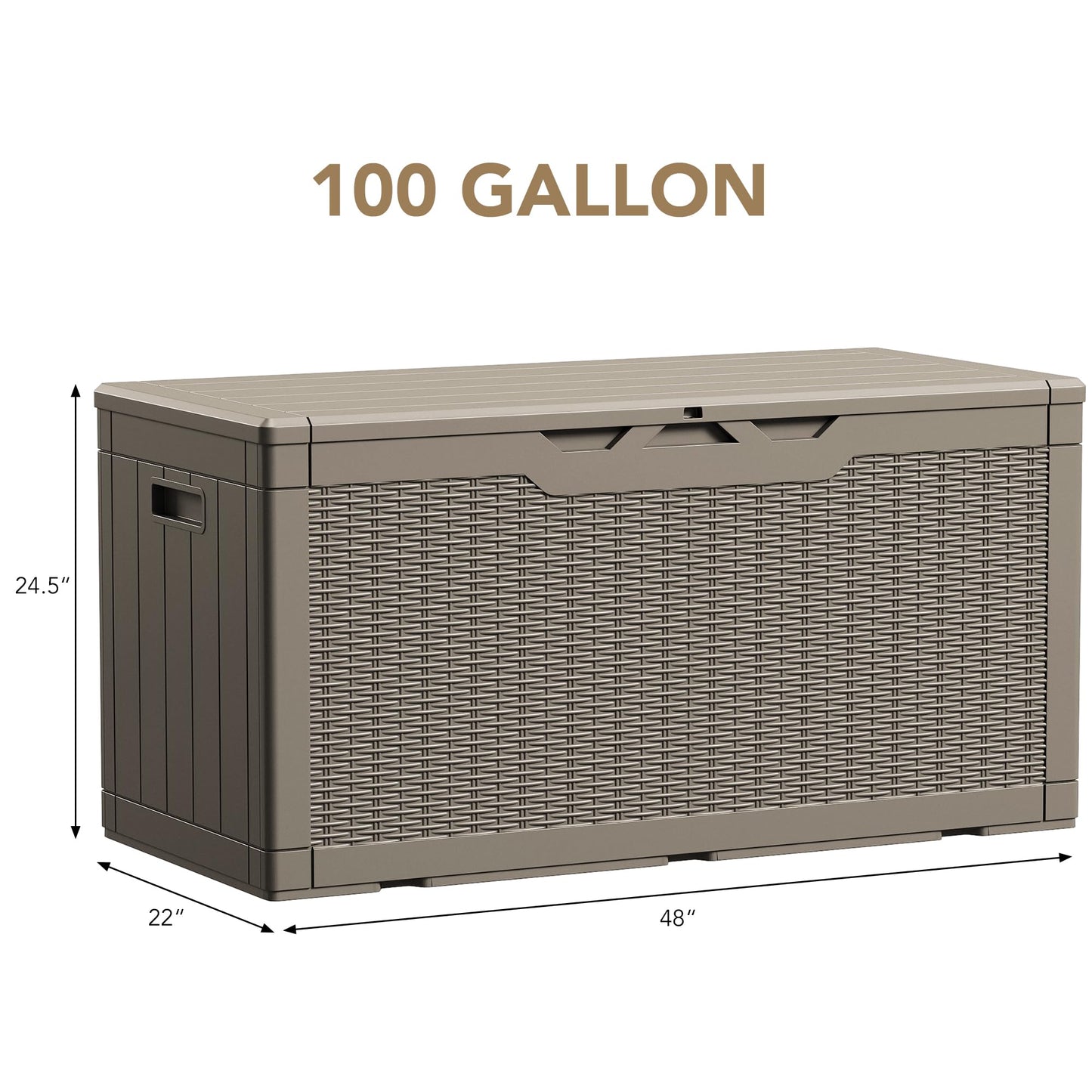 Devoko 100 Gallon Waterproof Large Resin Deck Box Indoor Outdoor Lockable Storage Container for Patio Furniture Cushions Garden Tools (100 Gallon, Black)