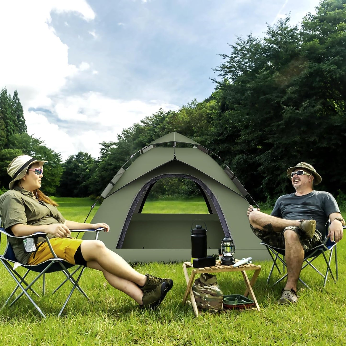Instant Pop Up Tents for Camping, 2-3 Person Camping Tent 60s Automatic Easy Setup Tent, Double-Thick Waterproof Instant Tents for Hiking Backpacking