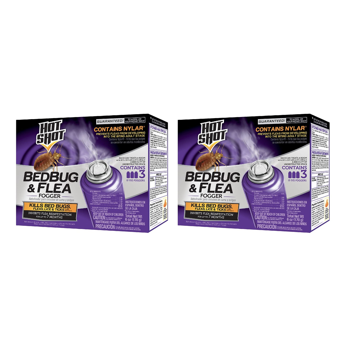 Hot Shot Bed Bug & Flea Fogger Pack 3-Pack, Kills Bed Bugs and Fleas Indoors, Get Rid of Fleas In House, Inhibits Reinfestation Up to 7 Months