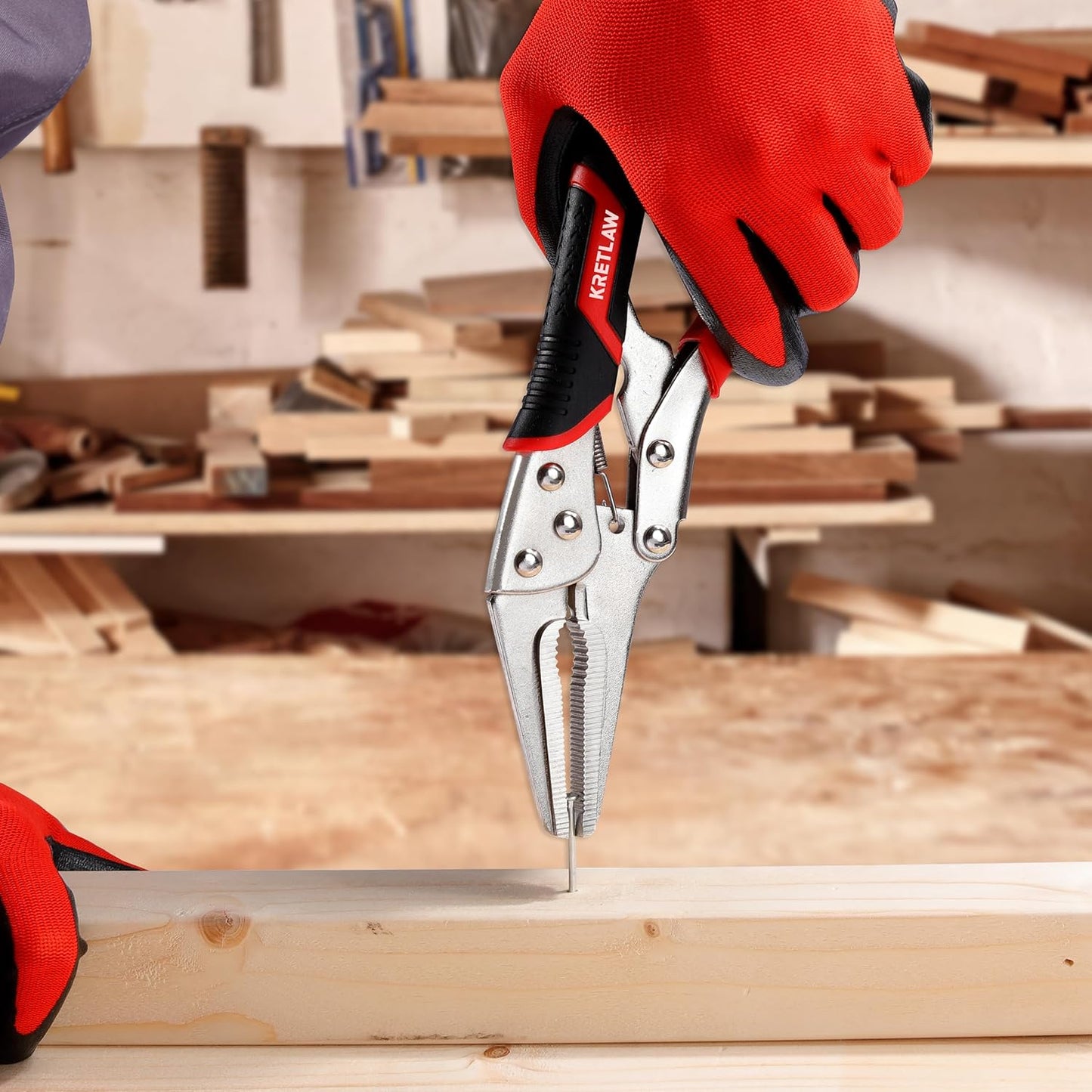 Vice Grips Pliers Set - 6-Piece Set Including 6-1/2" & 9-1/2" Long Nose, 5", 7" & 10" Curved Jaw, 6" C-Clamp Locking Pliers With Rolling Pouch