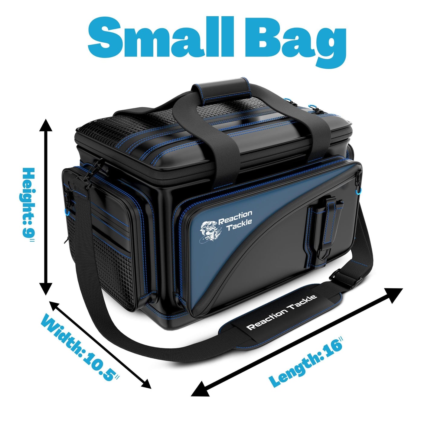 Reaction Tackle Fishing Tackle Bag – Salt Water Resistant Fishing Bag, 1000D PVC Waterproof Material, Tackle Box Organizer with Dividers for 3600 or 3700 Trays (Small, Medium, Backpack only fit 3600)