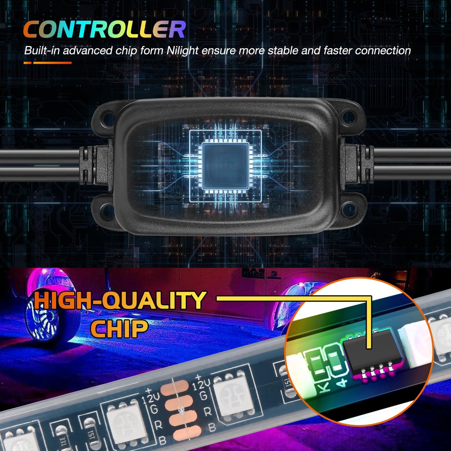 Nilight 4PCS 15.5inch LED Wheel Ring Lights RGB with APP and Remote Control Neon Lights Million Colors w/Turn Signal and Braking Function for Car Van SUV Truck