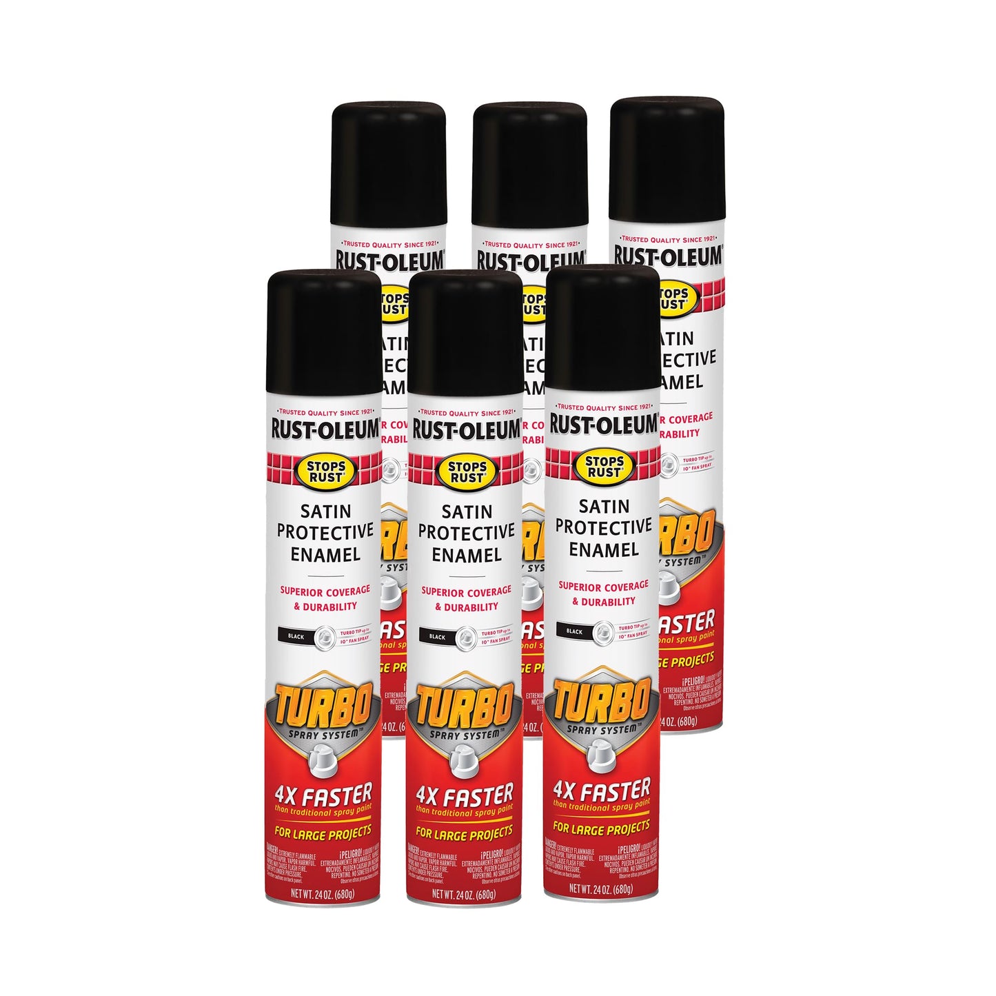 Rust-Oleum 376298 Stops Rust Turbo Spray System Spray Paint, 24 oz, Flat Black