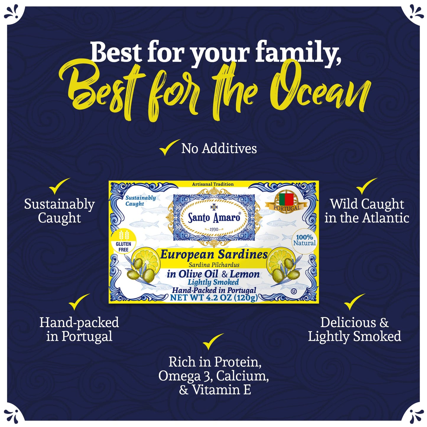 Santo Amaro - 6 Flavor Variety Pack Sampler European Wild Sardines - Virgin Olive Oil - Tomato Sauce from Puree - Virgin Olive Oil & Spicy Red Piri Piri Pepper - Spring Water - Virgin Olive Oil & Lisbon Lemon - Tomato Puree with Spicy Red Piri Piri Pepper