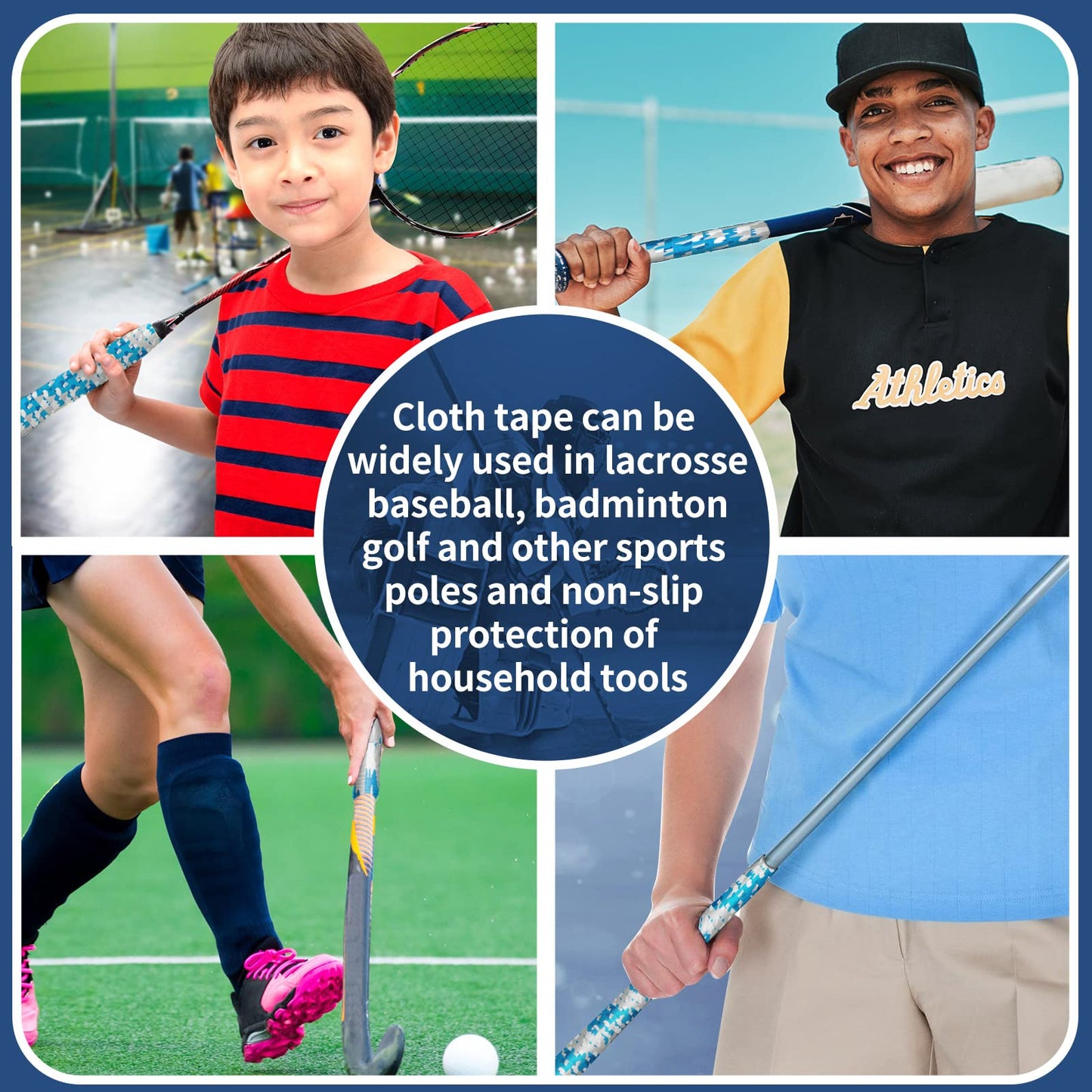 Deekin 6 Rolls Hockey Tape USA Flag Camo Lacrosse Stick Tape Waterproof Non Slip Hockey Athletic Sports Stick Baseball, 1'' x 27 Yards/Roll (Classic Style)