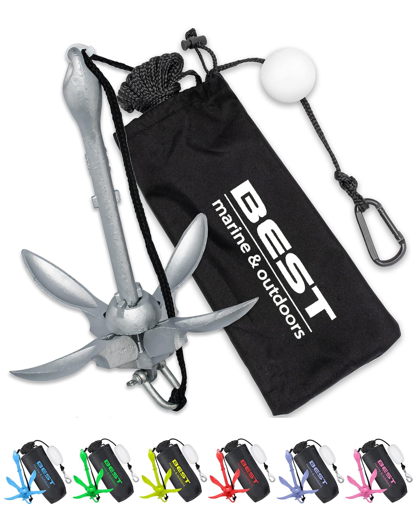 Best Marine and Outdoors Kayak Anchor, 3.5 Pound Anchor System Kit for Kayaks, Canoes, SUP Paddle Boards & Jet Skis, Fishing, Boating & Kayaking Accessories