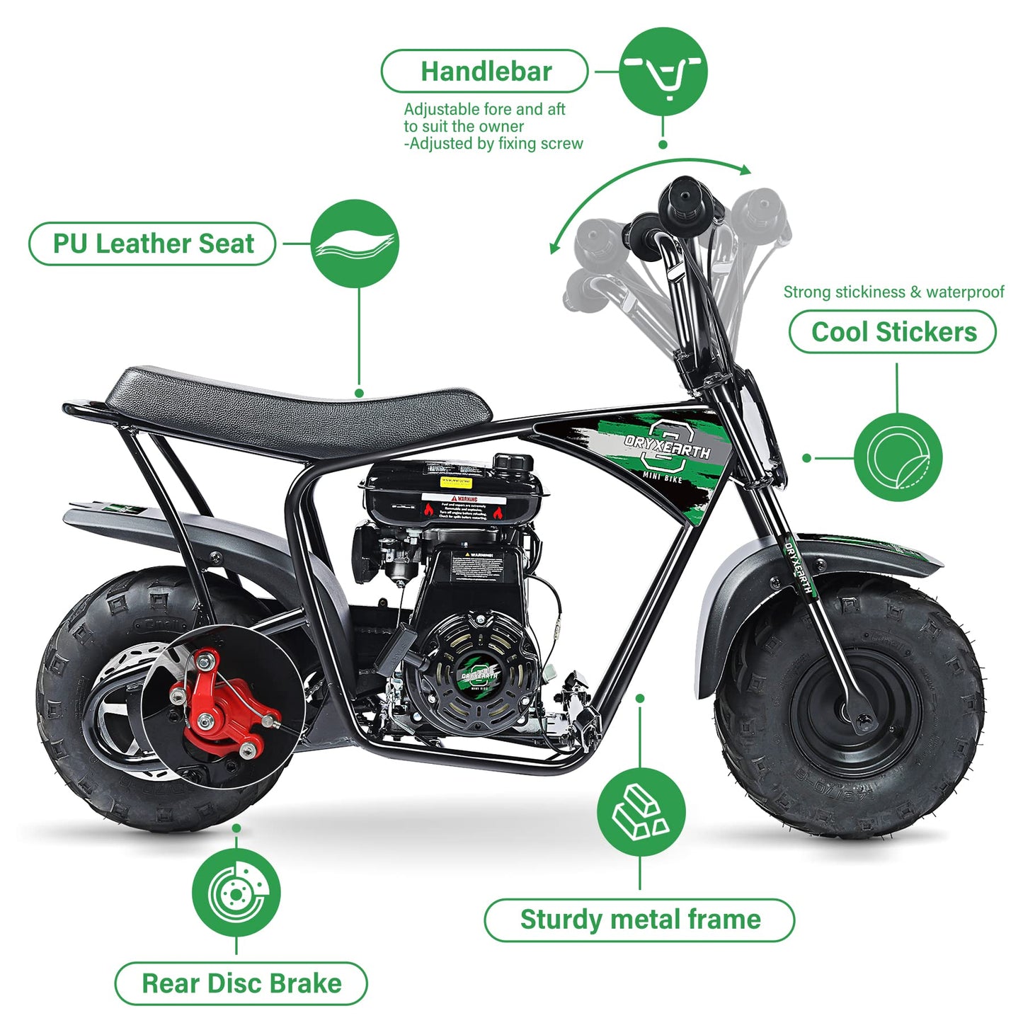 Oryxearth Mini Dirt Bike for Kids, 105CC 4-Stroke Kid Gas Powered Off-Road Pocket Pit Trail Motorcycle W/EPA Approved, Up to 24 Mph Weight Support 185 LBS