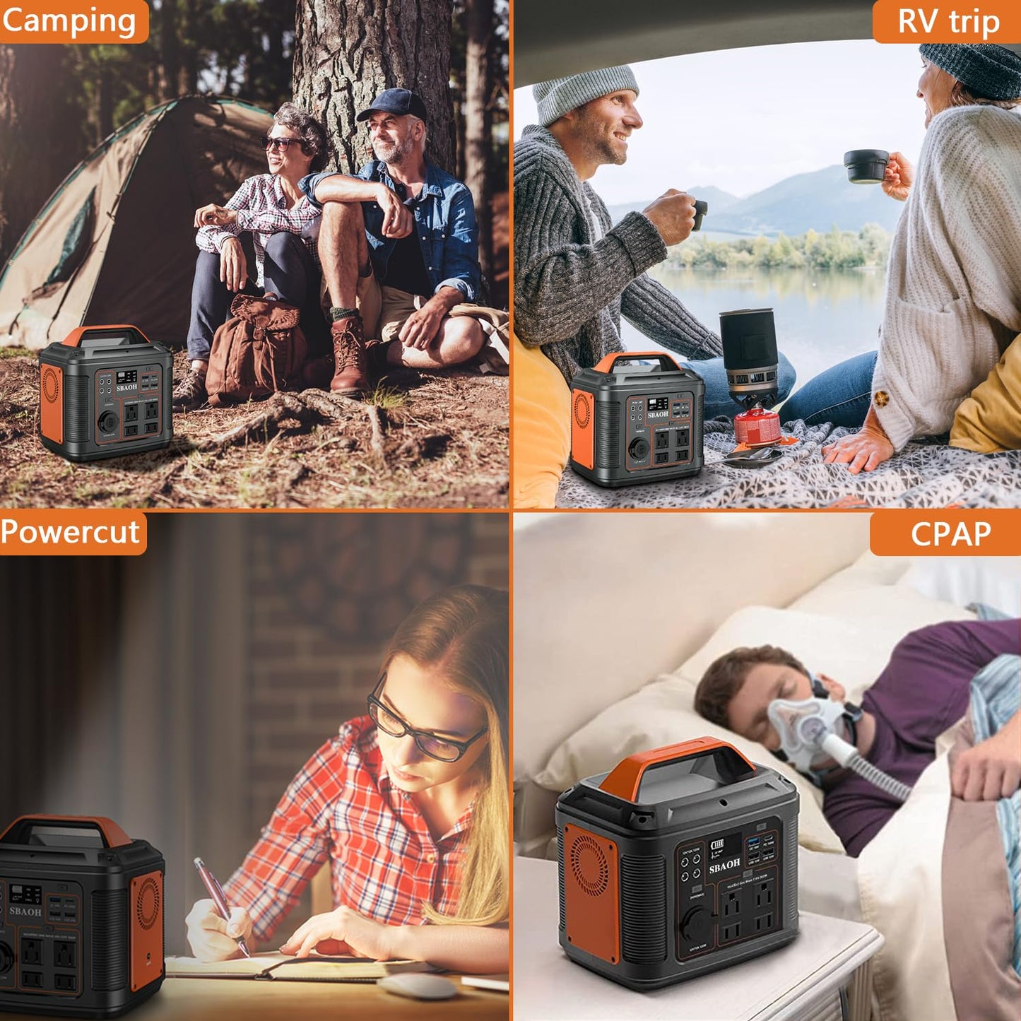 Portable Power Station, 300W 296Wh Solar Generator Quick Charge / 110V AC Outlets/DC Ports and LED Flashlight, Lithium Battery Backup for Home Outdoor Travel Camping Blackout blue