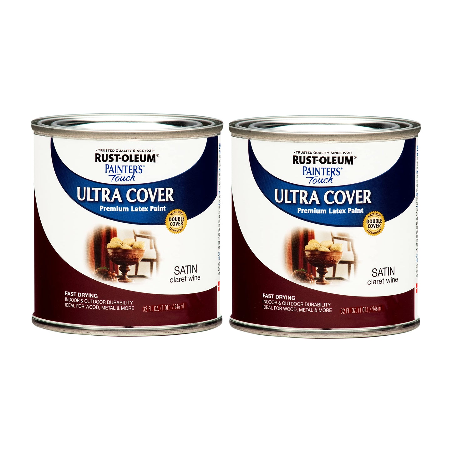 Rust-Oleum 1976502 Painter's Touch Latex Paint, Flat Black 32 Fl Oz, 1 Quarts, (Pack of 1)