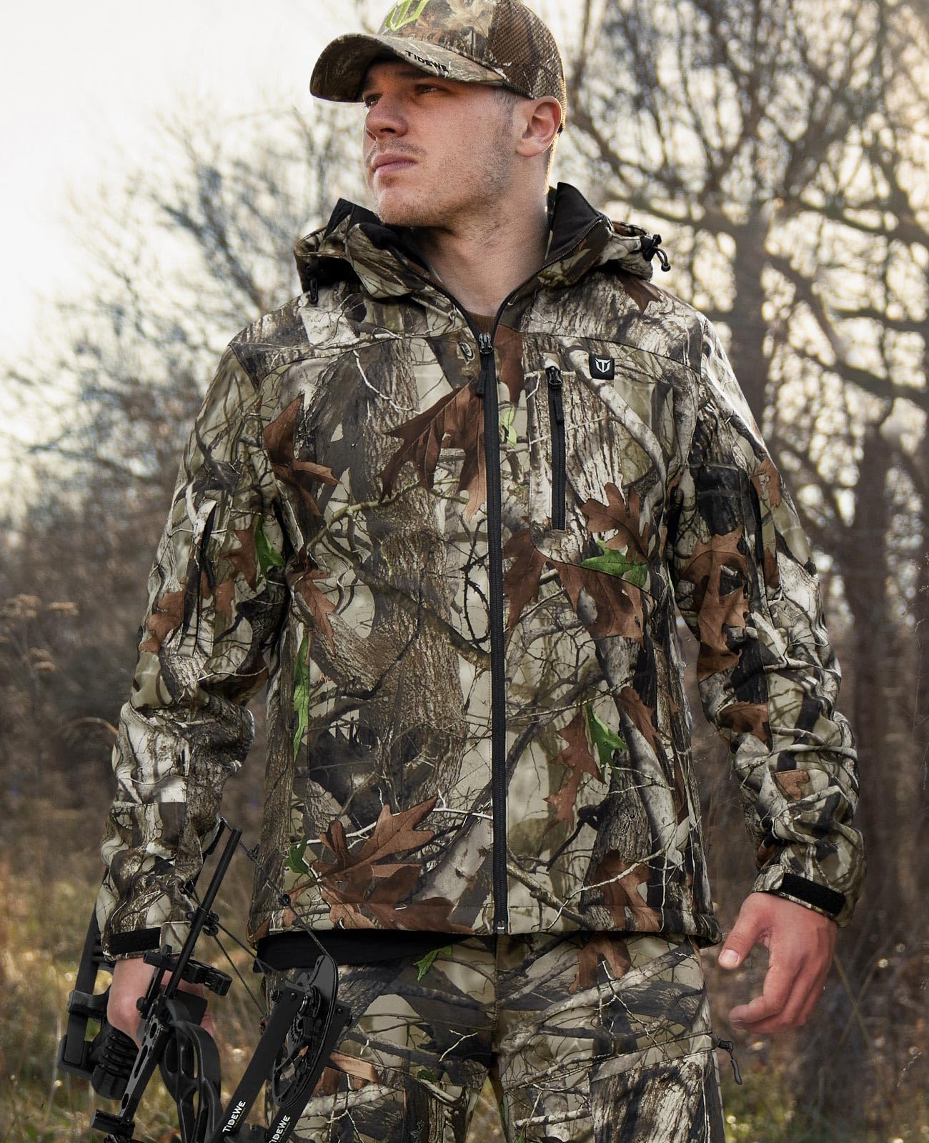 TIDEWE Heated Jacket for Men with Battery Pack (Black, Camo, Size S-XXXL)