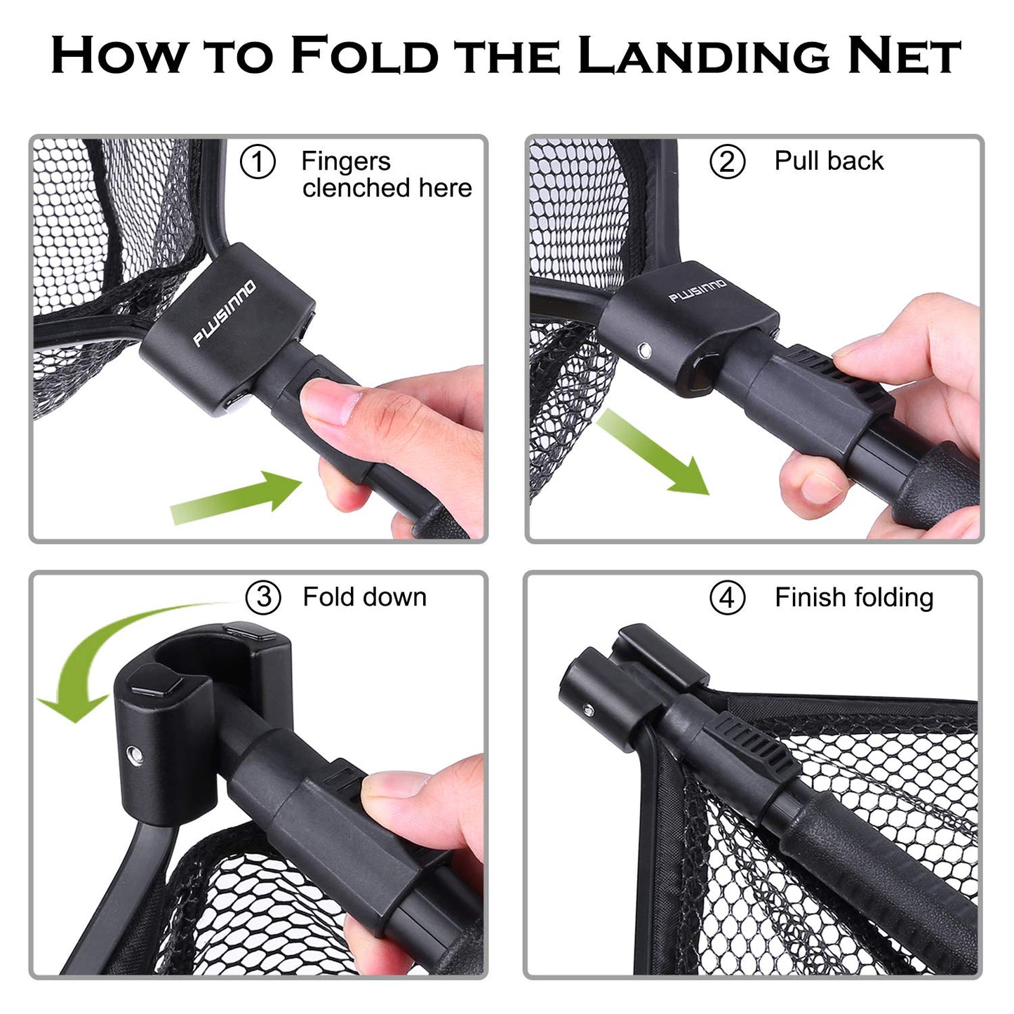 PLUSINNO Fly Fishing Net, Bass Trout Landing Net, Folding Fishing Nets Fresh Water, Safe Fish Catching or Releasing