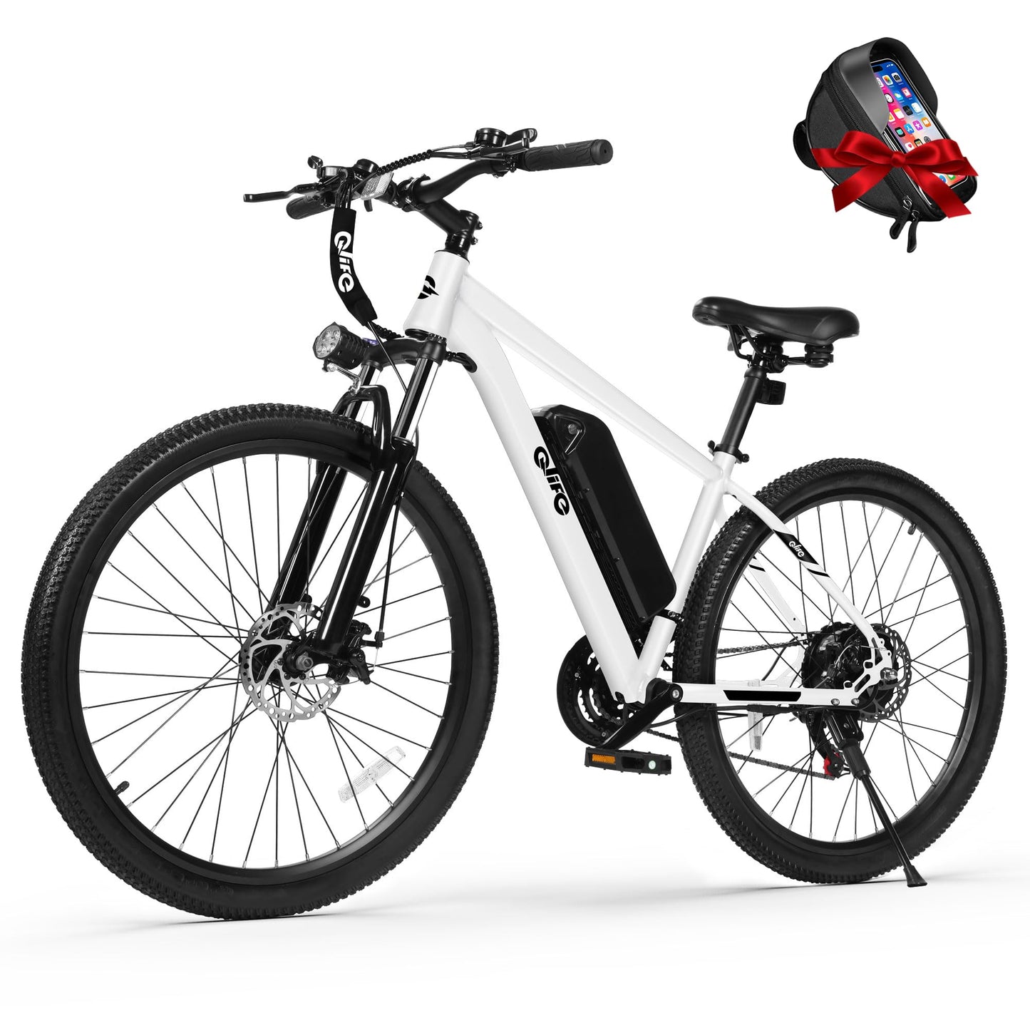 Racer Electric Bike for Adults - 21-Speed Mountain Lightweight Ebike with Peak 750W 22MPH Brushless Motor, 375Wh Removable Battery, 26X2.1 Tire Step Over E-MTB, Up to 40 Miles