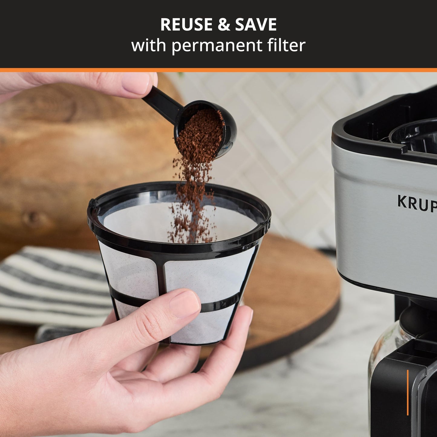 KRUPS Newer Model Drip Coffee Maker, 10-Cup, Silver