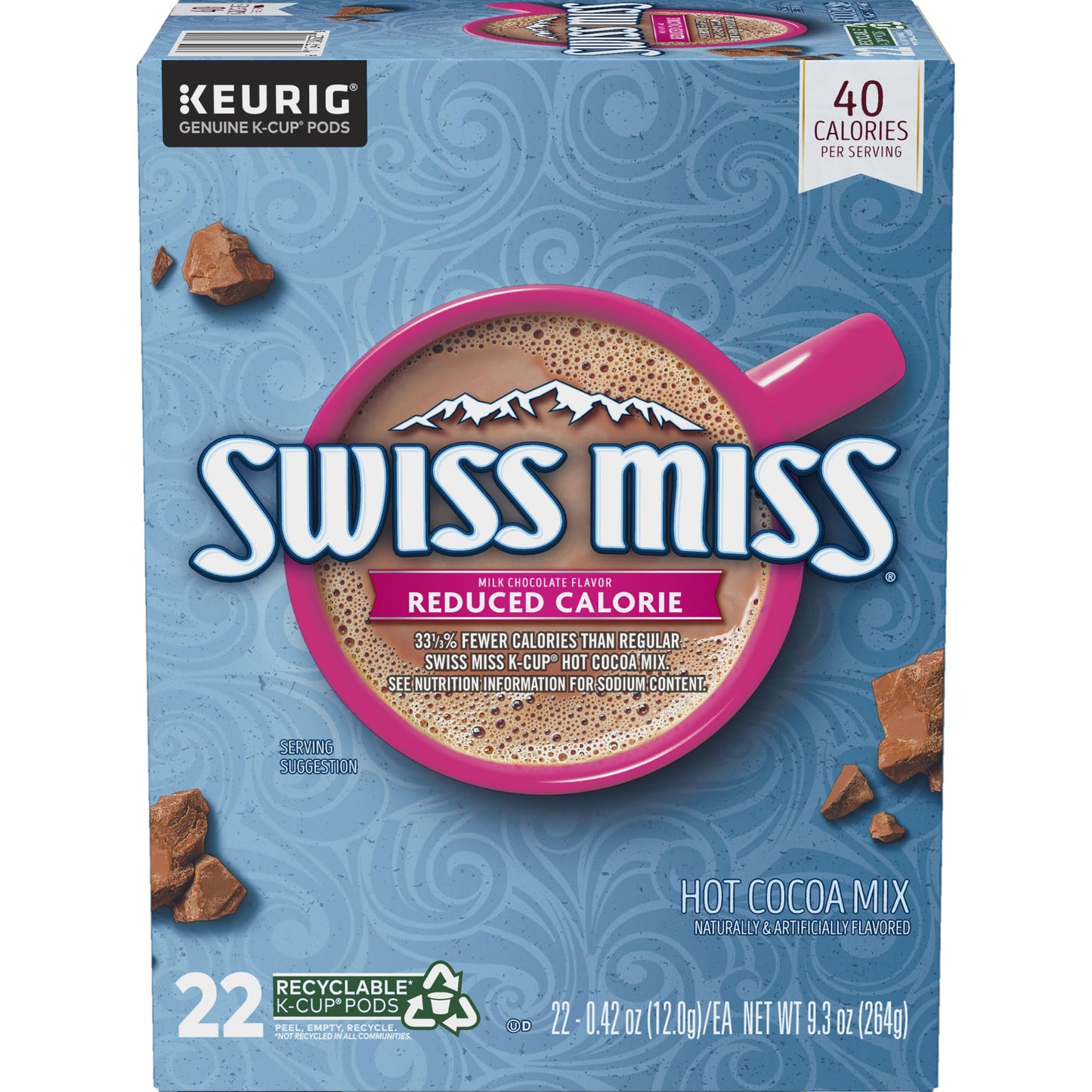 Swiss Miss Milk Chocolate Hot Cocoa, Single-Serve Keurig K-Cup Pods, Hot Chocolate, 44 Count
